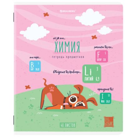 Тетрадь предметная DOG БОБИК 48 л., TWIN-лак, ХИМИЯ, клетка, подсказ, BRAUBERG, 404793 Тетрадь предметная DOG БОБИК 48 л., TWIN-лак, ХИМИЯ, клетка, подсказ, BRAUBERG, 404793