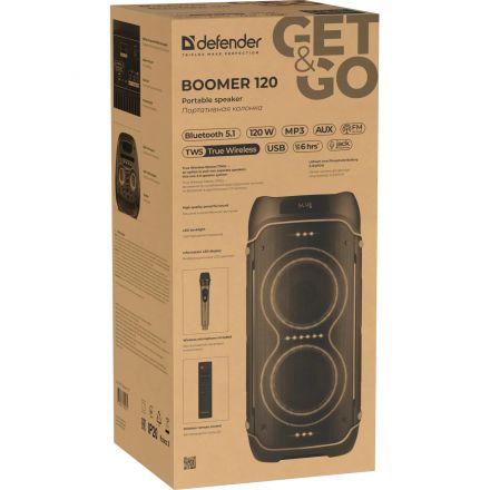 Акустическая система Defender Boomer 120 120Вт, BT/FM/TF/USB/MIC/Light