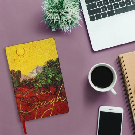 Ежедневник недатированный А5 (138х213 мм), BRAUBERG VISTA, под кожу, гибкий, 136 л., "Van Gogh", 111987