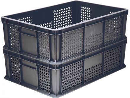 Ящик 600*400*180 мм дно сплош.стенки перф.без ручек серый