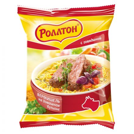Вермишель Роллтон на домашнем бульоне говядина, 60гх42шт/уп Вермишель Роллтон на домашнем бульоне говядина, 60гх42шт/уп