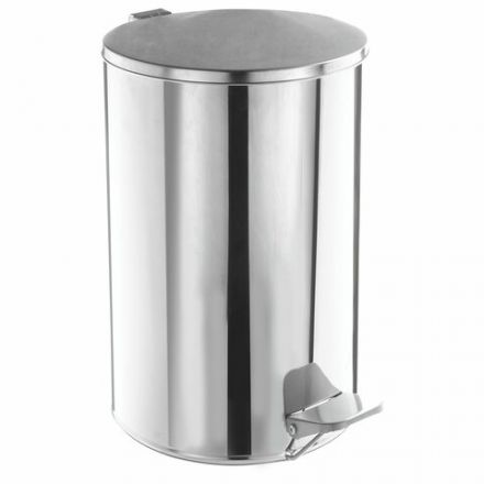Ведро мусорное с педалью 10 литров, УСИЛЕННОЕ, кольцо под мешок, хром, нержавеющая сталь, ТИТАН