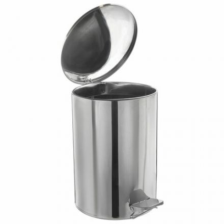 Ведро мусорное с педалью 10 литров, УСИЛЕННОЕ, кольцо под мешок, хром, нержавеющая сталь, ТИТАН