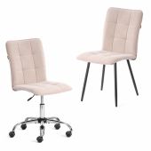 Комплект кресло + стул Bari LT, флок , бежевый/черный, 7, 41х55х89 см