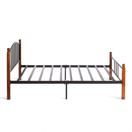 Кровать AT-915, дерево гевея/металл, 160*200 см (Queen bed), красный дуб/черный