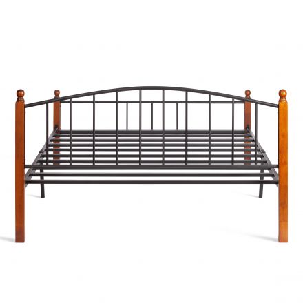 Кровать AT-915, дерево гевея/металл, 160*200 см (Queen bed), красный дуб/черный