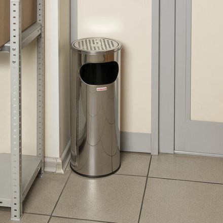 Урна с пепельницей 18 литров, 580х210 мм, нержавеющая сталь, зеркальная, LAIMA PROFESSIONAL, 606297 Урна с пепельницей 18 литров, 580х210 мм, нержавеющая сталь, зеркальная, LAIMA PROFESSIONAL, 606297