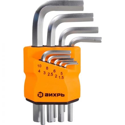 Набор ключей имбусовых Вихрь HEX, 9 шт, 1.5-10 мм 73/6/5/11