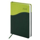 Ежедневник датированный 2026 А5 138x213 мм, BRAUBERG "Bond", под кожу, зеленый/салатовый, 117043