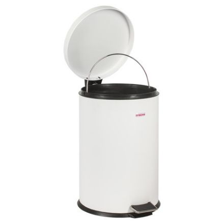 Ведро мусорное с педалью 20 литров "Classic", БЕЛОЕ ГЛЯНЦЕВОЕ, металлическое, со съемным внутренним ведром, LAIMA, 604949