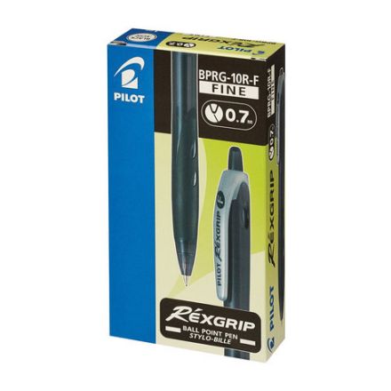 Ручка шариковая масляная автоматическая PILOT "Rex Grip", узел 0,7 мм, линия 0,32 мм, упор, черная, BPRG-10R-F B