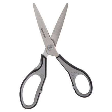 Ножницы BRAUBERG "SUPER", 210 мм, серо-черные, 2-х сторонняя заточка, эргономичные ручки, 237296 Ножницы BRAUBERG "SUPER", 210 мм, серо-черные, 2-х сторонняя заточка, эргономичные ручки, 237296