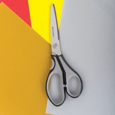 Ножницы BRAUBERG "SUPER", 210 мм, серо-черные, 2-х сторонняя заточка, эргономичные ручки, 237296 Ножницы BRAUBERG "SUPER", 210 мм, серо-черные, 2-х сторонняя заточка, эргономичные ручки, 237296