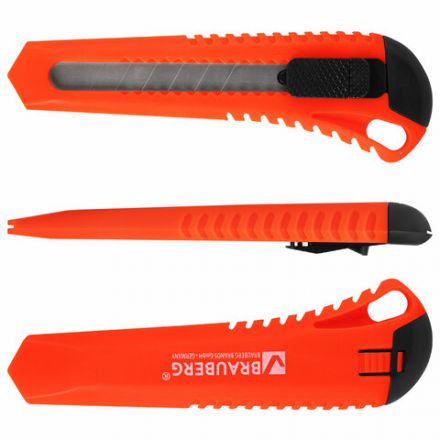 Нож канцелярский 18 мм, КОМПЛЕКТ "5 шт. + 1 шт. В ПОДАРОК", фиксатор, блистер, BRAUBERG "Classic", 238773