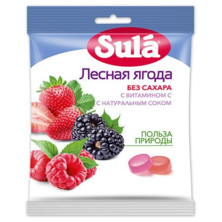 Карамель леденцовая SULA (Зула) "Лесные ягоды", без сахара с витамином С, 60 г, 86639