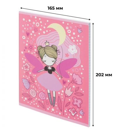 Тетрадь общая А5 48л Фея,клет,скреп, ВД-лак