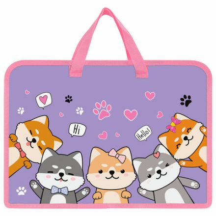 Папка на молнии с ручками ЮНЛАНДИЯ А4, 1 отделение, пластик, ширина 45 мм, "Best fellows", 273356