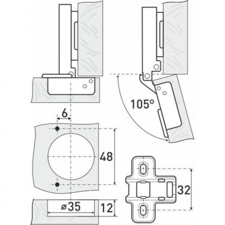 Петля УЗК StahlBuro 32х76 1109 Clip-On накладная 2шт/уп (15904)