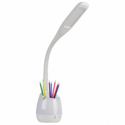 Настольная лампа / светильник с органайзером и держателем для телефона, "4 в 1", LED, 5 Вт, белый, DASWERK (ДАСВЕРК), 238326