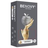 Перчатки латексные смотровые 50 пар (100 штук), размер 8-9, L (большой), бежевые, BENOVY Latex Chlorinated Перчатки латексные смотровые 50 пар (100 штук), размер 8-9, L (большой), бежевые, BENOVY Latex Chlorinated