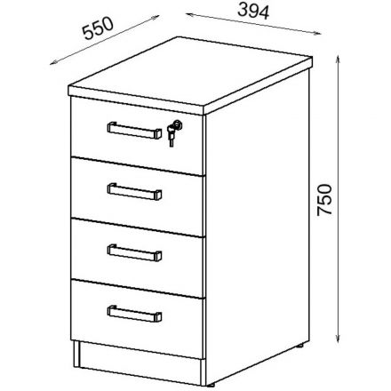 Тумба Avance приставная с замком 6ТЗ.002 394х550х750 белый