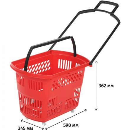 Корзина-тележка REK_Комус Мебель B35C.ECO.RD.BL 35л красн. с чер.руч