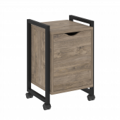 Loft Тумба на колесных опорах с распашным фасадом VR.L-T2.K Тиквуд тёмный/Чёрный металл 500*460*767