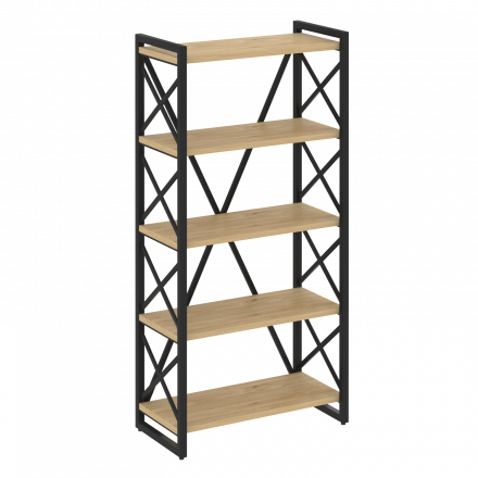 Loft Стеллаж на регулируемых опорах-5 полок VR.L-MST.O-5.8 Тиквуд светлый/Чёрный металл 800*400*1650