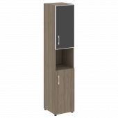 Yalta Шкаф узкий LT.SU-1.4 R (R) black Вяз/Стекло black 400*450*1987