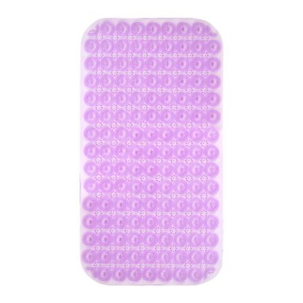 Коврик для ванны противоскользящий 71х38 см, массажный, "Цветы", прозрачно-фиолетовый, ПВХ, PRIMILA (ПРИМИЛА), 700373