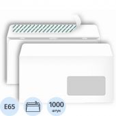 Конверт Postfix Bong Е65 80 г/кв.м белый стрип с внутренней запечаткой с правым окном (1000 штук в упаковке)