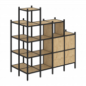 Loft Угловой внешний стеллаж наборный VR.L-58 Тиквуд светлый/Чёрный металл 862*1694*1869