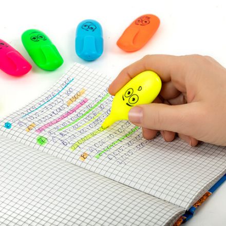 Текстовыделитель ЮНЛАНДИЯ "НЕОНЧИКИ", мини, АССОРТИ В ПЛАСТИКОВОЙ БАНКЕ, линия 1-5 мм, 151766