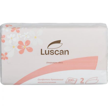 Салфетки косметические в пленке LUSCAN 2сл. 200 листов Салфетки косметические в пленке LUSCAN 2сл. 200 листов