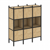 Loft Прямой стеллаж наборный VR.L-08 Тиквуд светлый/Чёрный металл 1278*446*1458