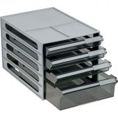 Бокс с выдвижными лотками Стамм, серый 4 прозрачных лотка ВЛ53