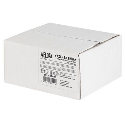 Сахар порционный WELDAY (ВЭЛДЭЙ) в стиках по 5 г, 200 штук, 622496 Сахар порционный WELDAY (ВЭЛДЭЙ) в стиках по 5 г, 200 штук, 622496