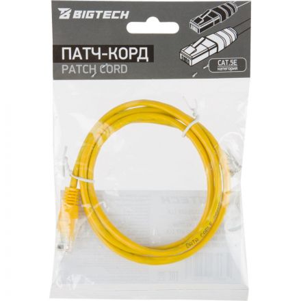 Патч-корд BigTech OPCC020 UTP CCA кат.5e/1м/литой/многожильный (желтый)