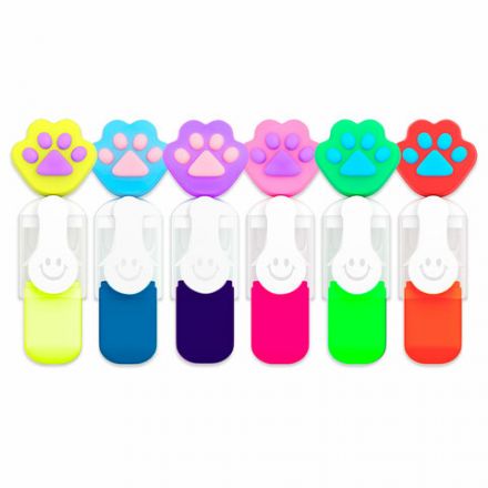 Набор текстовыделителей с топперами 6 ЦВЕТОВ НЕОН, "ЛАПКИ", линия 1-4 мм, FUNSTER (ФАНСТЕР), 152645