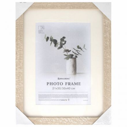 Рамка 30х40 см с паспарту 21х30 см, небьющаяся, багет 26 мм, МДФ, BRAUBERG "Ambassador", цвет дуб, 391369