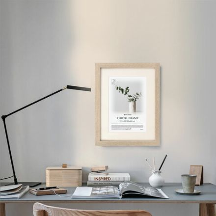 Рамка 30х40 см с паспарту 21х30 см, небьющаяся, багет 26 мм, МДФ, BRAUBERG "Ambassador", цвет дуб, 391369