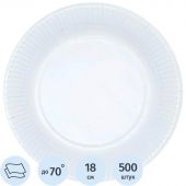 Тарелка одноразовая бум. 18см, белая, ламинированная 500шт/кор