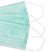 Маски медицинские SENSE одноразовые КОМПЛЕКТ 50 штук короб, 3-х слойные, мельтблаун, мятная