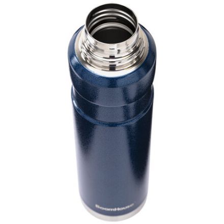 Термос 1 л, BOOMHOUSE (БУМХАУС) DARKBLUE, нержавеющая сталь SUS304, молотковая эмаль, крышка/кружка, синий, 700310