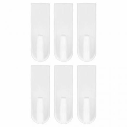 Крючки самоклеящиеся универсальные 6,6х2,1 см, КОМПЛЕКТ 6 шт., белые, LAIMA Home, 608793