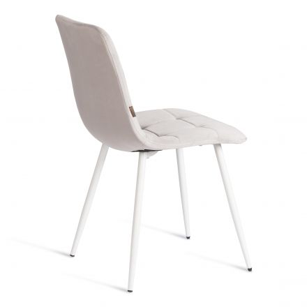 Стул CHILLY (mod. JSC-220) Велюр/металл , 44,5х52,5х88 см, Light grey (светло-серый) HLR14 / белый