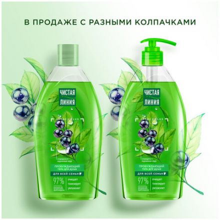 Гель для душа 750 мл, ЧИСТАЯ ЛИНИЯ "Смородина и ледниковая вода", на натуральной основе