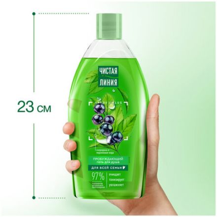 Гель для душа 750 мл, ЧИСТАЯ ЛИНИЯ "Смородина и ледниковая вода", на натуральной основе