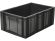 Ящик мясной 600х400х250 сплошной черный с закрытыми ручками
