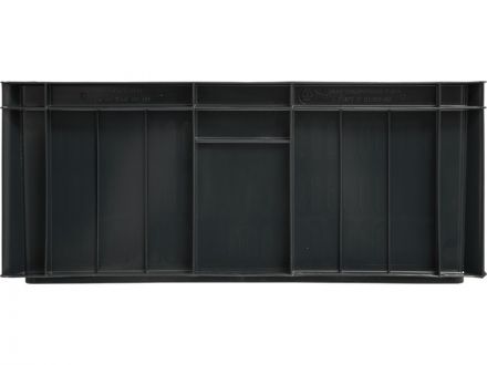 Ящик мясной 600х400х250 сплошной черный с закрытыми ручками